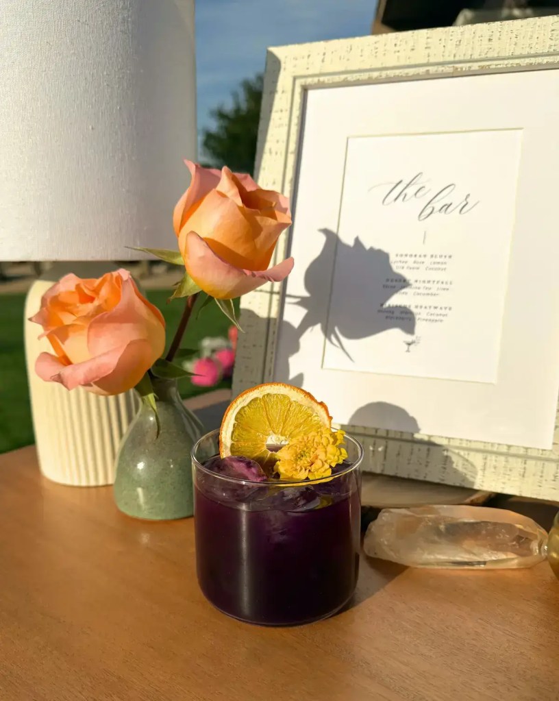 Outdoor event mobile bar setup with cocktail garnishes in Arizona